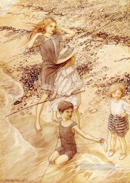 Niños junto al mar ilustrador Arthur Rackham Pinturas al óleo